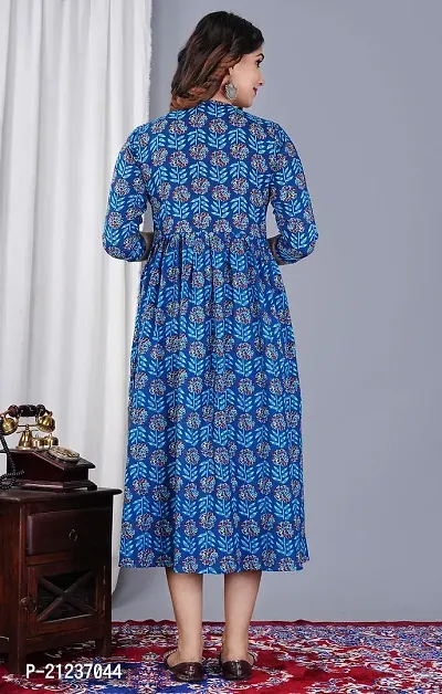 Indo-western Blue  Viscose Rayon Gown For Women-thumb2