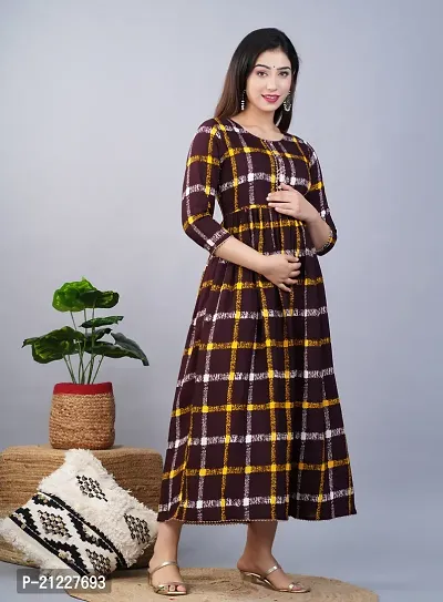 A-Line Brown  Rayon Kurta For Women-thumb3