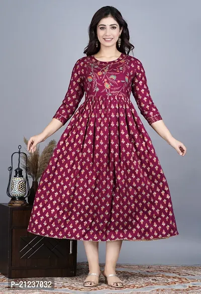 Indo-western Maroon  Viscose Rayon Gown For Women