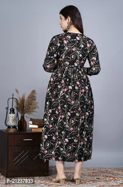 Indo-western Black  Viscose Rayon Gown For Women-thumb2