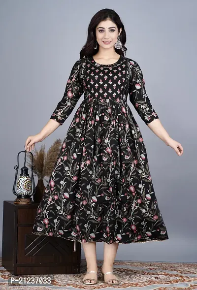 Indo-western Black  Viscose Rayon Gown For Women