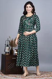 Indo-western Green  Viscose Rayon Gown For Women-thumb2