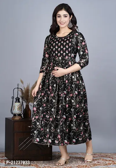 Indo-western Black  Viscose Rayon Gown For Women-thumb3