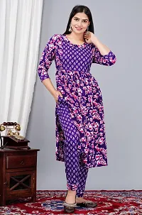 A-Line Blue  Viscose Rayon Maternity Kurta With Pant-thumb2