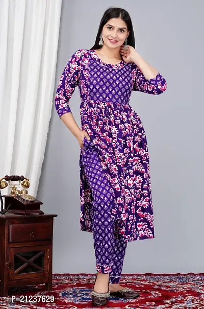 A-Line Blue  Viscose Rayon Maternity Kurta With Pant-thumb3