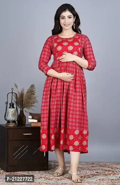 A-Line RED  Rayon Kurta For Women
