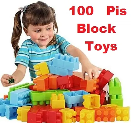 Premium  Plastic Building Blocks for Kids Puzzle Games for Kids, Toys for Children Educational  Learning Toy for Kids, Girls  Boys - (100 + Blocks) Multicolor