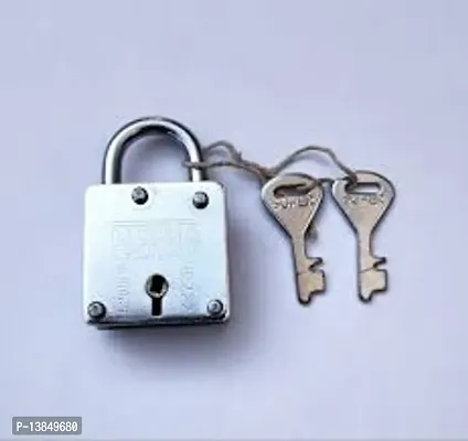 Long Shakle Door Locks 52 MM - 7 Levers, Double Locking-Silver, Iron Padlocks Pack of 1-thumb0