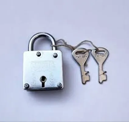 Long Shakle Door Locks 52 MM - 7 Levers, Double Locking-Silver, Iron Padlocks Pack of 1