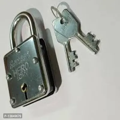 Lock and Key, Door Lock for Home, Shop Same Key for  Same Key Lock Set, Common Key Lock Set of 1 Silver Finish (Same Key 4 Locks)-thumb0