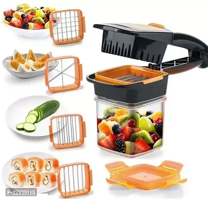 5 in 1 Multifunction Vegetable Cutter Manual Vegetable Quick Dicer Fruit Chopper Slicer Non-Skid Base Slicer and Chopper-thumb0