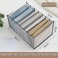 Wardrobe Clothes Organizers, 7 Grids Jeans Compartment Storage Box, Washable Foldable Drawer Storage for Baby Clothes, Underwear, Jeans, T-Shirts-thumb3