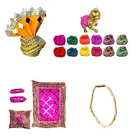 PEACOCK DESIGN (size-2) laddu gopal ji dress pack of 10 pcs (1dress,5nappy,2 mukut,1bistar,1tulsi mala)-thumb2
