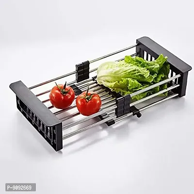 Stainless Steel Expandable Kitchen Sink Dish Drainer-thumb0