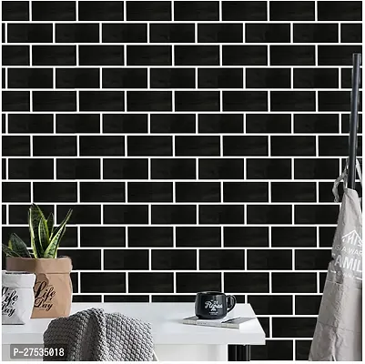 Black Bricks Self Adhesive Wallpaper 200 X 45 CM