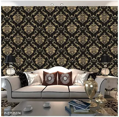 Black Gold Damask Self Adhesive Wallpaper 200X45CM