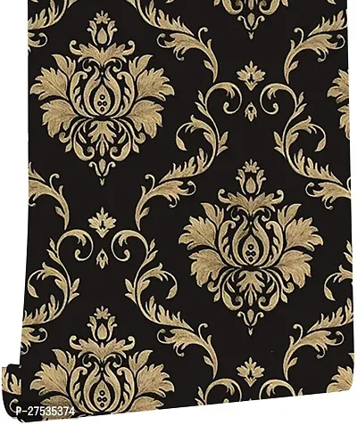 Black Gold Damask Self Adhesive Wallpaper 200X45CM-thumb3