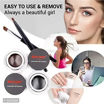 (Easy kart)  2 in 1 Music Flower Gel Eyeliner Kajal Black  Brown Waterproof  Smudge Proof, 24 Hour Long Lasting, Comes With 2 Makeup Brushes (Gel eyeliner) pack of 1 pcs-thumb2