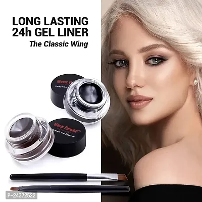 (Easy kart)  2 in 1 Music Flower Gel Eyeliner Kajal Black  Brown Waterproof  Smudge Proof, 24 Hour Long Lasting, Comes With 2 Makeup Brushes (Gel eyeliner) pack of 1 pcs-thumb4