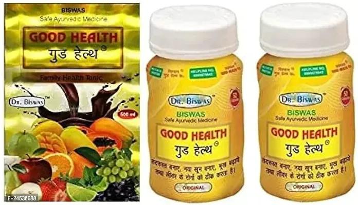 Dr Biswas Good Health Capsule Pack of 2 + Dr Biswas Good Health Tonic Mixed Fruit Syrup 500ml for Unisex Combo Pack