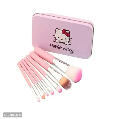 (Easy Kart) 7 Pcs pink color hello kitty makeup brush set-thumb0