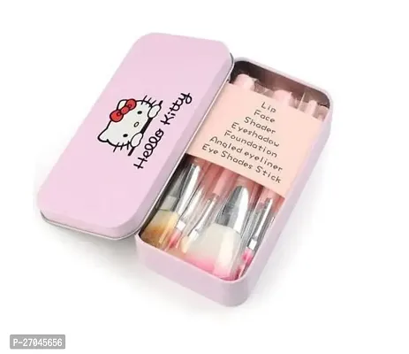 (Easy Kart) 7 Pcs pink color hello kitty makeup brush set-thumb2