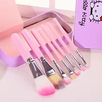 (Easy Kart) 7 Pcs pink color hello kitty makeup brush set-thumb2