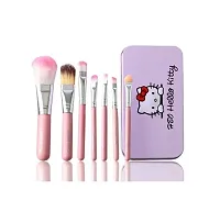 (Easy Kart) 7 Pcs pink color hello kitty makeup brush set-thumb3