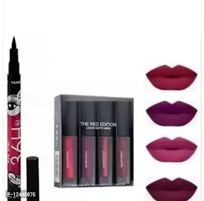 Beautiful Combo Of Eyeliner And Lipstick For Women