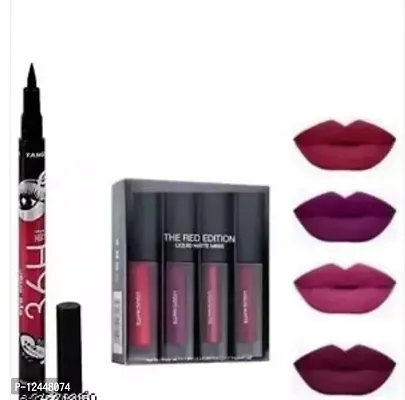 Beautiful Combo Of Eyeliner And Lipstick For Women