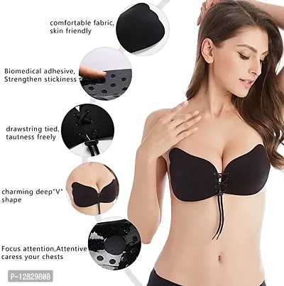 BS Traders Women's Silicone Strapless Backless Adhesive Stick On Invisible Lightly Padded Wire Free Bra for Girls-thumb3