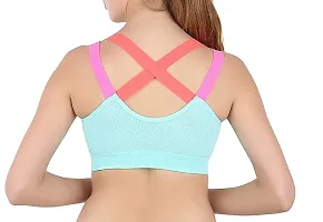 Women Sports Bra for Gym, Running with Removable Pads (Pack of 1) (Sky Blue)-thumb1