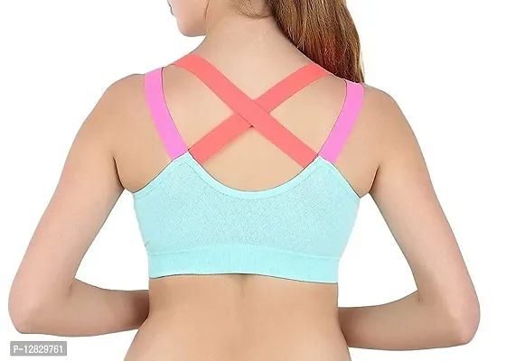 Women Sports Bra for Gym, Running with Removable Pads (Pack of 1) (Sky Blue)-thumb2