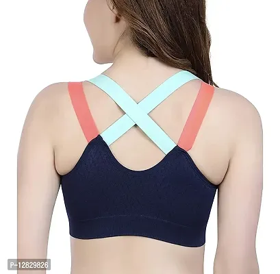 Women Sports Bra for Gym, Running Bra with Removable Pads (Pack of 1) (Blue)-thumb2