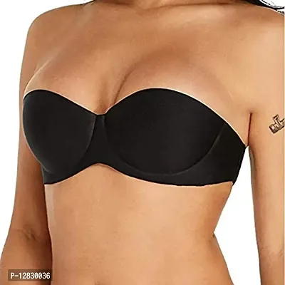 Women Strapless Heavily Padded with Transparent Back Bra (Pack of 1)-thumb2
