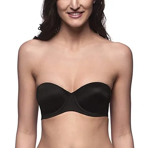 Women Strapless Heavily Padded with Transparent Back Bra (Pack of 1)