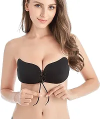 BS Traders Women's Silicone Strapless Backless Adhesive Stick On Invisible Lightly Padded Wire Free Bra for Girls-thumb1