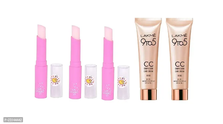 PINK MAGIC LIP BALM (PACK OF 3) + CC  CREAM (PACK OF 2)