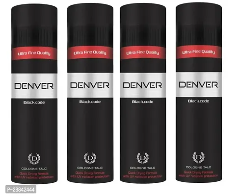 DENVER Black Code Cologne Body Talc, 100GM EACH (PACK OF 4)