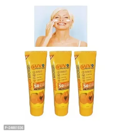 Yash UV Protection SPF 50 With Vitamin B,C E PA++ Papaya Suncream 40ml (PACK OF 3)