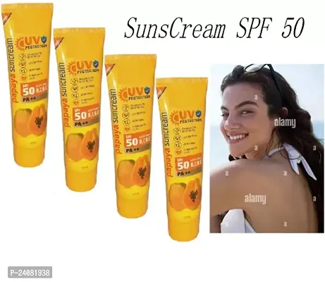 Yash UV Protection SPF 50 With Vitamin B,C E PA++ Papaya Suncream 40ml (Pack of 4)