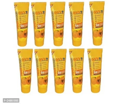 Yash UV Protection SPF 50 With Vitamin B,C E PA++ Papaya Suncream 40ml (Pack of 10)
