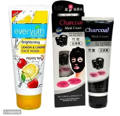 Everyuth Lemon Cherry Face Wash + Charcoal Mask Cream Combo-thumb0