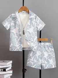 Fabulous White Cotton Printed Shirts with Shorts For Boys-thumb2