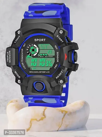 Stylish Plastic Blue Digital Watch For Men-thumb0