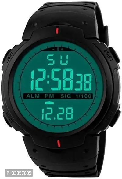 Stylish Plastic Black Digital Watch For Men-thumb0