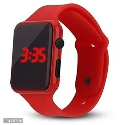 Stylish Rubber Red Digital Watch For Men-thumb0