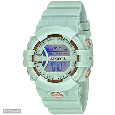 Stylish Plastic Green Digital Watch For Men-thumb0