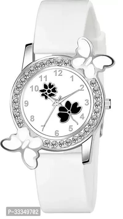 Stylish White Synthetic Leather Analog Watch For Women-thumb0