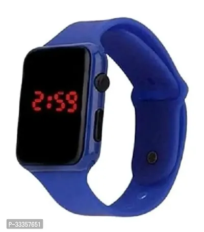 Stylish Rubber Blue Digital Watch For Men-thumb0